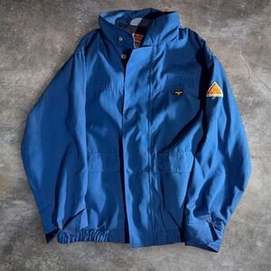 Vintage 1999 Bulwark Extreme FR Nomex Protective Work Jacket Mens L Blue
